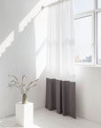 Snow White and Natural Light linen curtains with tape, two tones - Linen Couture Boutique
