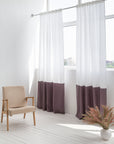 Snow White and Natural Light linen curtains with tape, two tones - Linen Couture Boutique