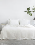 Linen Bedding Set with coconut buttons in White - Linen Couture Boutique