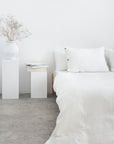 Linen Bedding Set with coconut buttons in White - Linen Couture Boutique