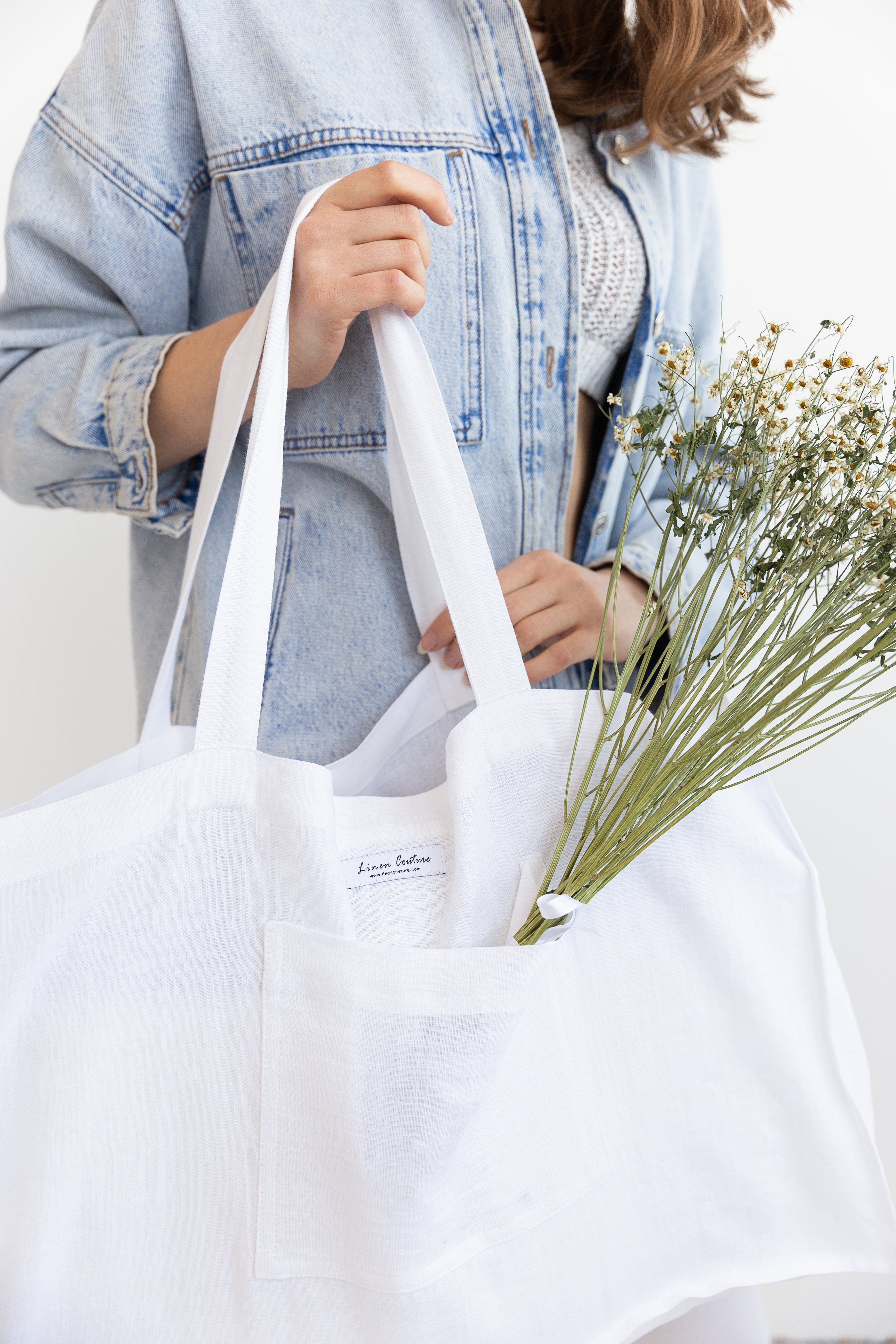 Linen sales beach bag