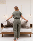 Safari green linen / Natural Linen Pajama set / Linen loungewear / Linen sleepwear - Linen Couture