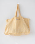 Linen beach bag with pocket and zipper in Canary Yellow - Linen Couture Boutique