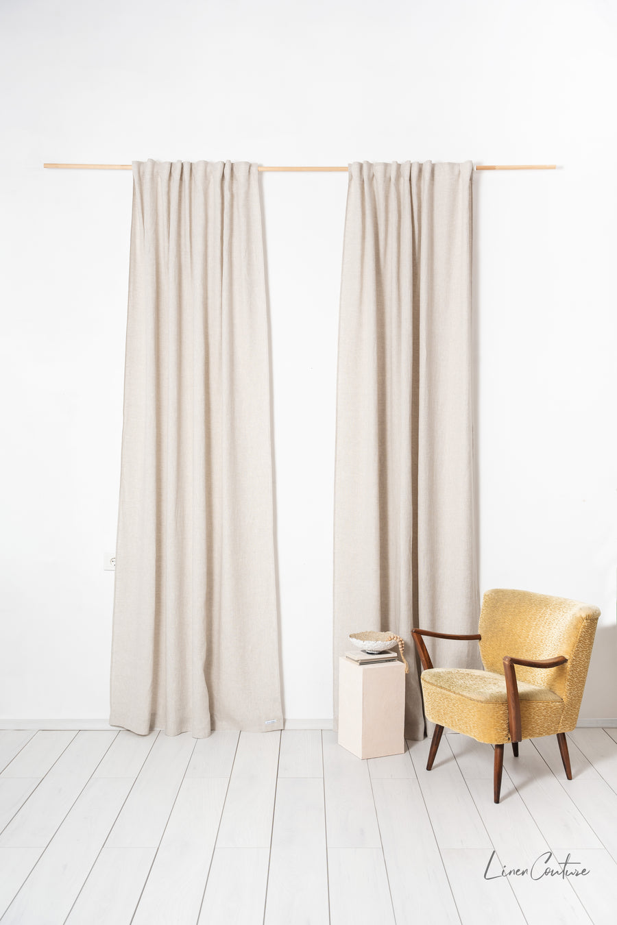 Natural Light linen curtain with multifunctional heading tape - Linen Couture Boutique