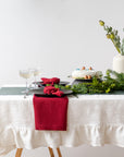 Christmas Cyclamen Red Linen Dinner Napkins - Linen Couture Boutique