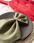 Christmas Moss Green Linen Dinner Napkins - Linen Couture Boutique