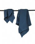 Navy Blue linen waffle towels set - Linen Couture Boutique