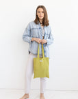 Greyish Mint linen tote bag - Linen Couture Boutique