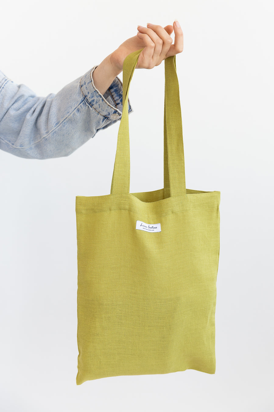 Greyish Mint linen tote bag - Linen Couture Boutique