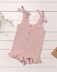 Linen Romper with Ruffles for Kids - Linen Couture Boutique