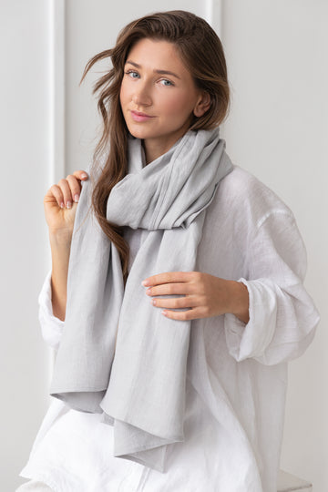 Light Grey linen scarf - Linen Couture Boutique