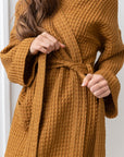 Amber linen waffle robe - Linen Couture Boutique