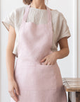 Moss Green linen apron - Linen Couture Boutique