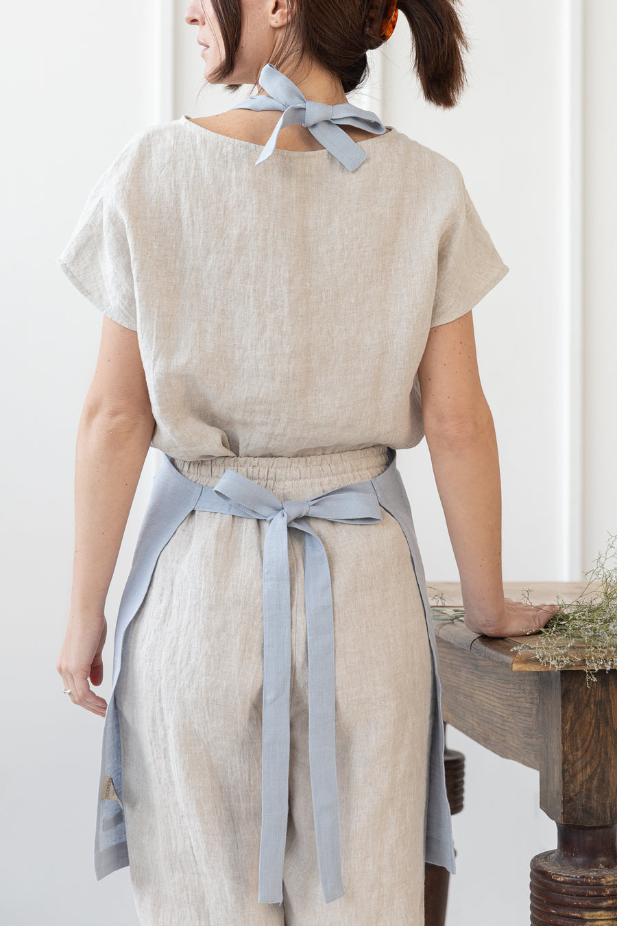 Natural Light  linen apron - Linen Couture Boutique