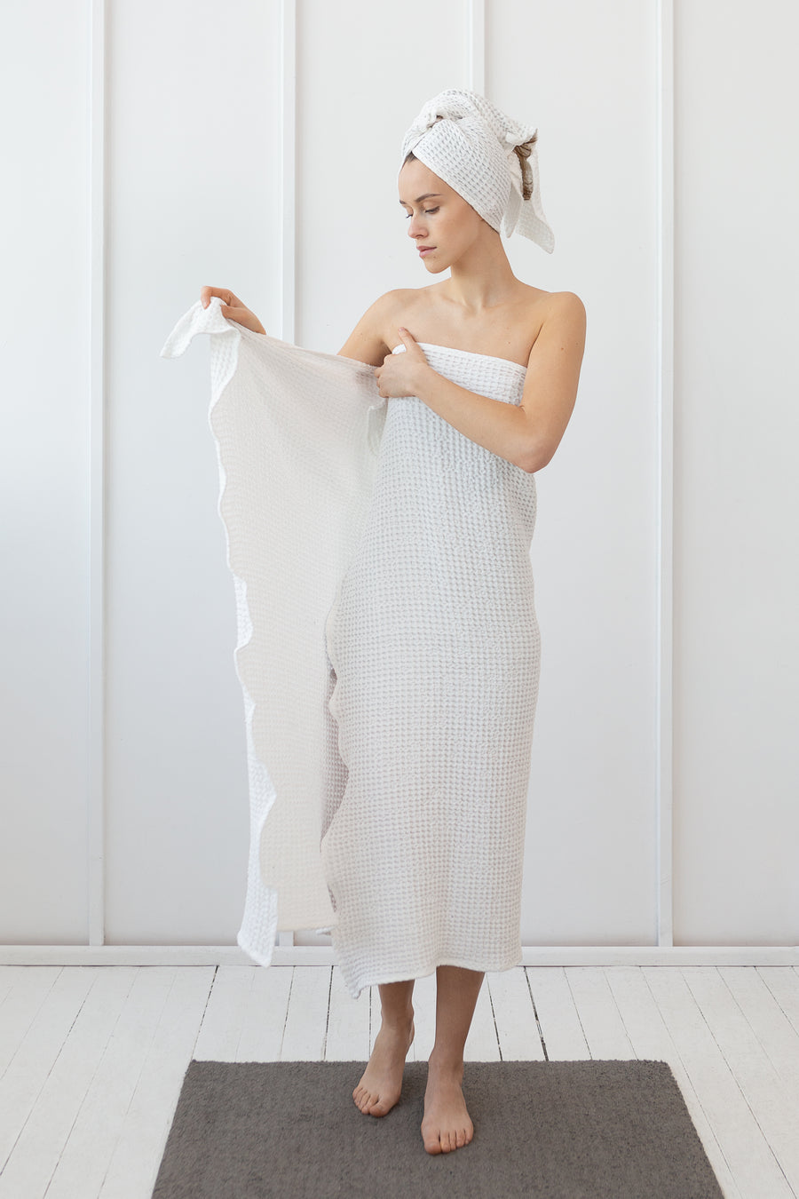 White linen waffle towel - Linen Couture Boutique