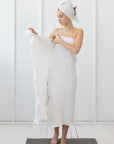 Set of linen waffle towels and robes with hoodie - Linen Couture Boutique