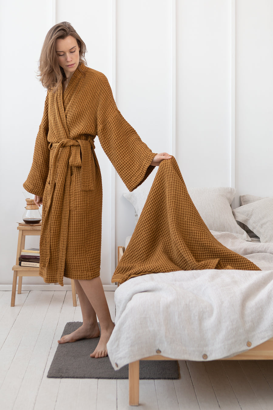 Set of linen waffle robes with towels - Linen Couture Boutique