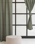 Moss Green linen curtain with rod pocket - Linen Couture Boutique