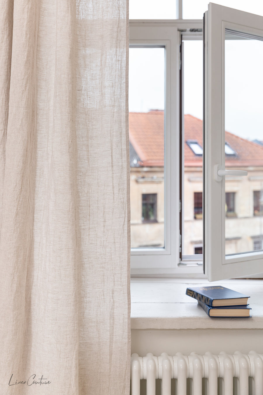 Natural light linen curtain with rod pocket - Linen Couture Boutique