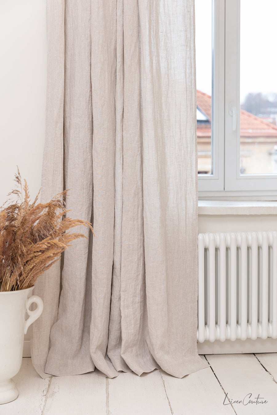 Natural light linen curtain with rod pocket - Linen Couture Boutique