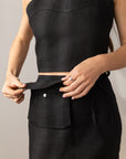 Bella Vita Sweetheart Set in Black Linen - Linen Couture Boutique