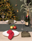 Christmas Moss Green Linen Dinner Napkins - Linen Couture Boutique