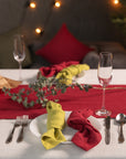 Christmas Cyclamen Red Linen Dinner Napkins - Linen Couture Boutique