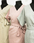 Pale Pink linen wrap dress - Linen Couture Boutique