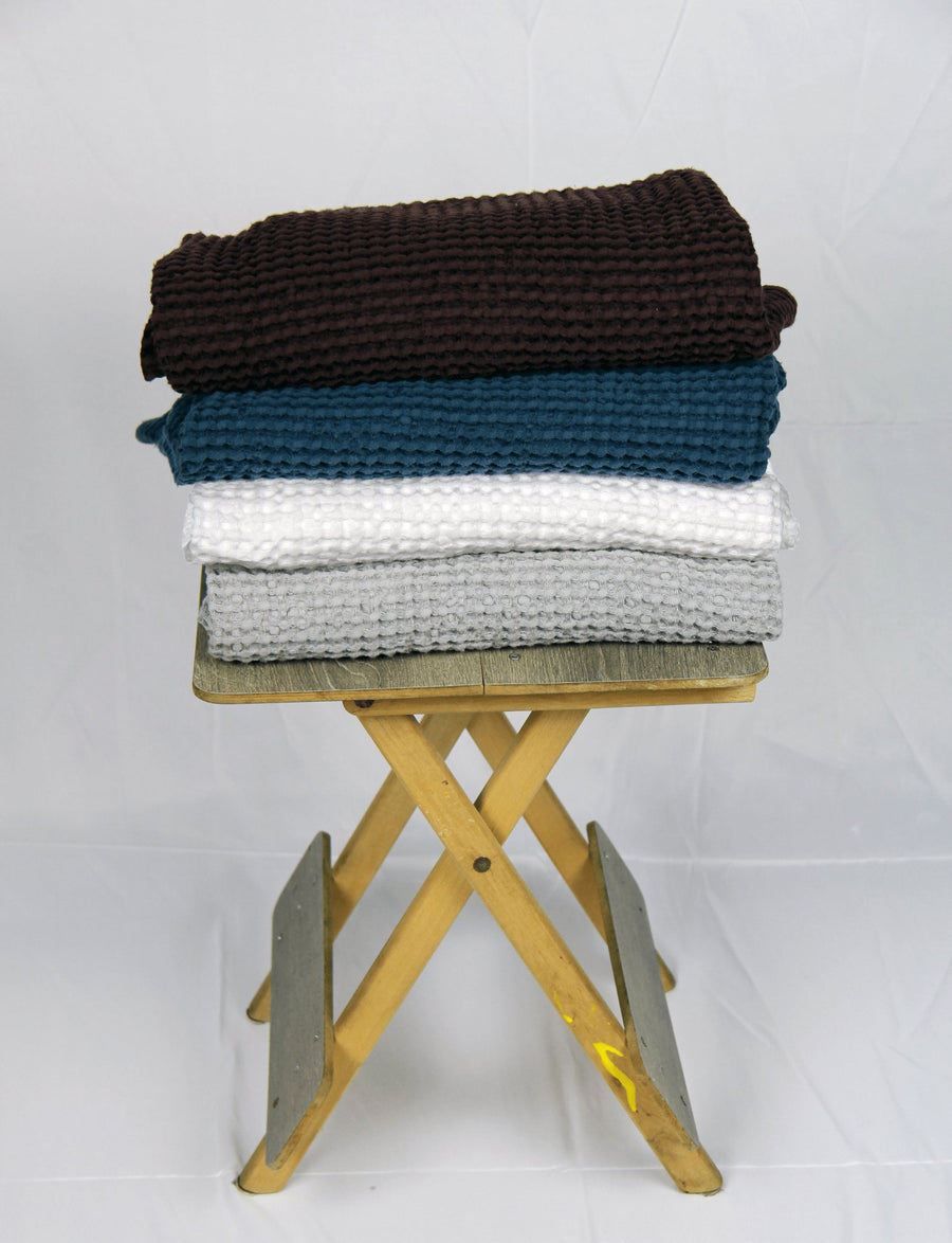 Asphalt Grey linen waffle towel - Linen Couture