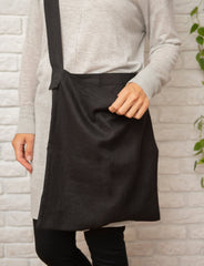 Black crossbody linen bag - Linen Couture