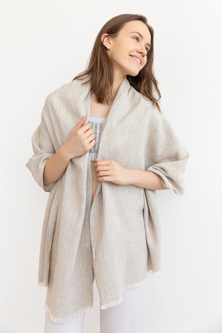 Black linen scarf - Linen Couture