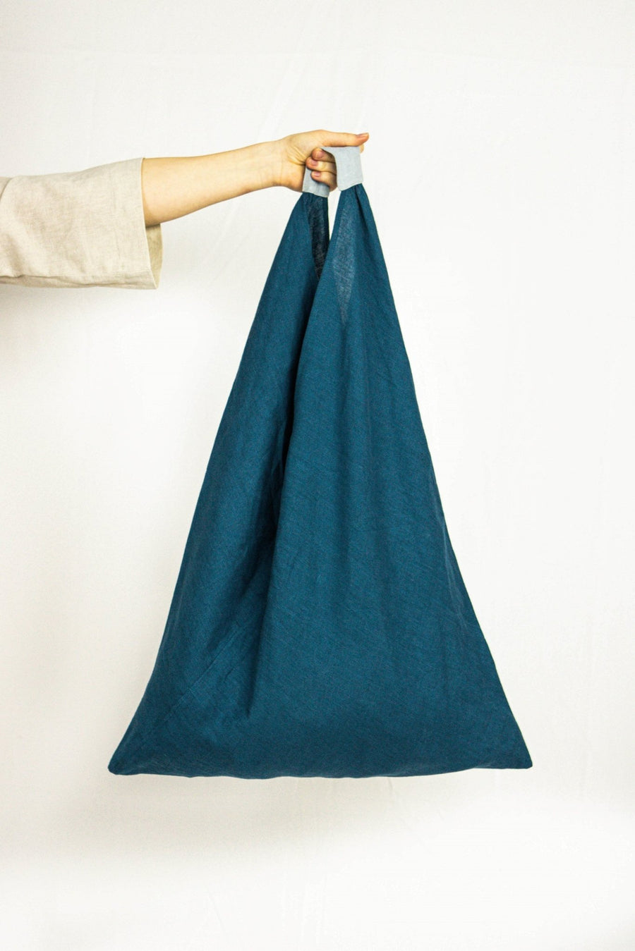 Dark Plum linen origami tote bag - Linen Couture