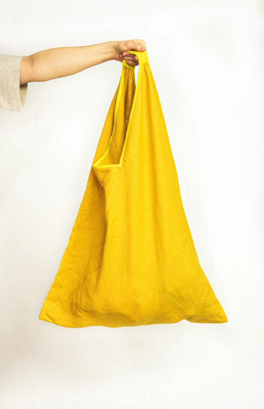 Dark Plum linen origami tote bag - Linen Couture