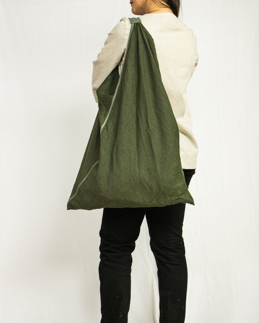 Dark Plum linen origami tote bag - Linen Couture