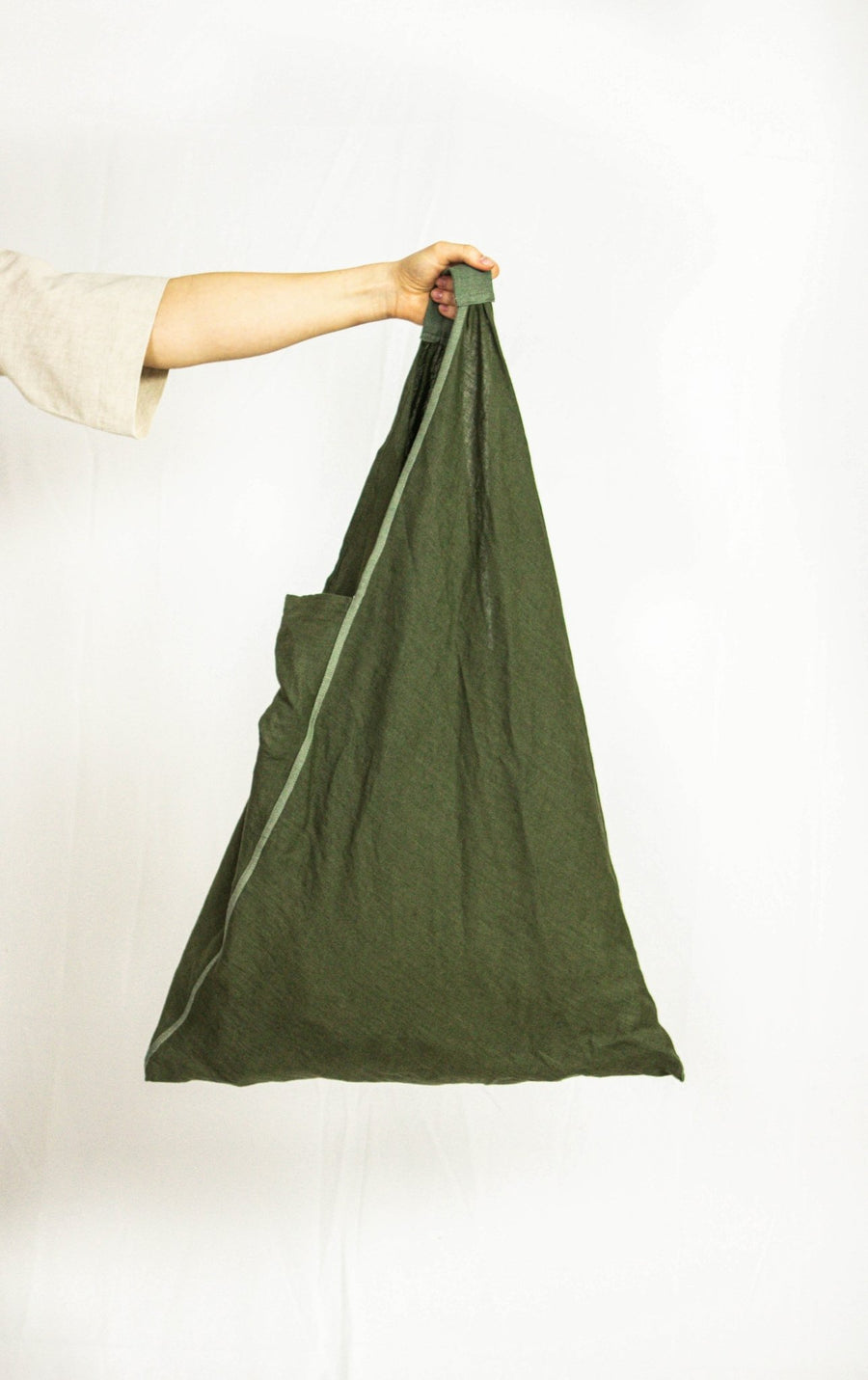 Dark Plum linen origami tote bag - Linen Couture