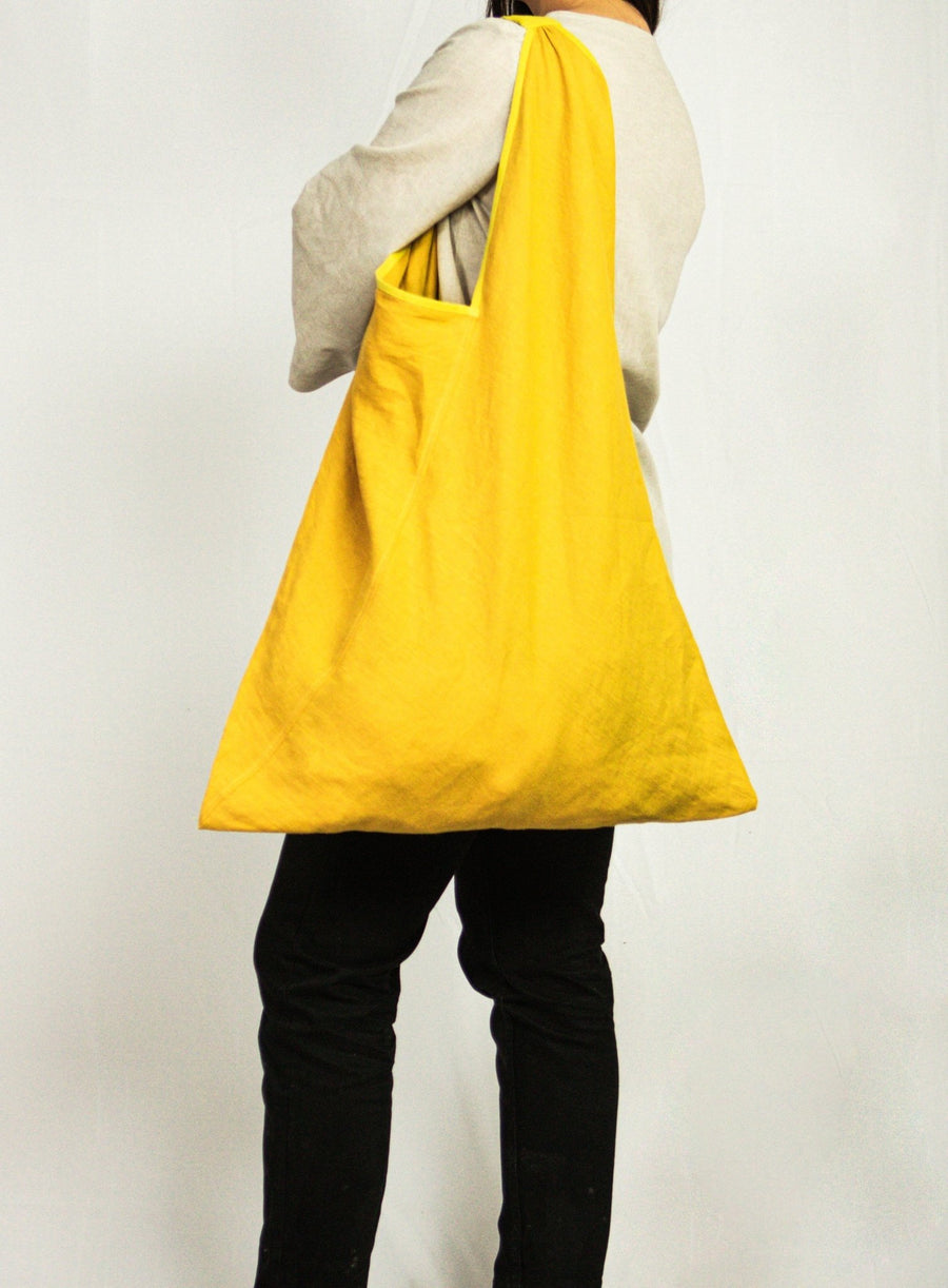 Dark Plum linen origami tote bag - Linen Couture