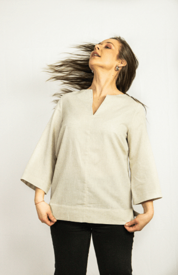 Dark Plum linen oversize top - Linen Couture