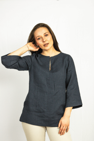 Dark Plum linen oversize top - Linen Couture
