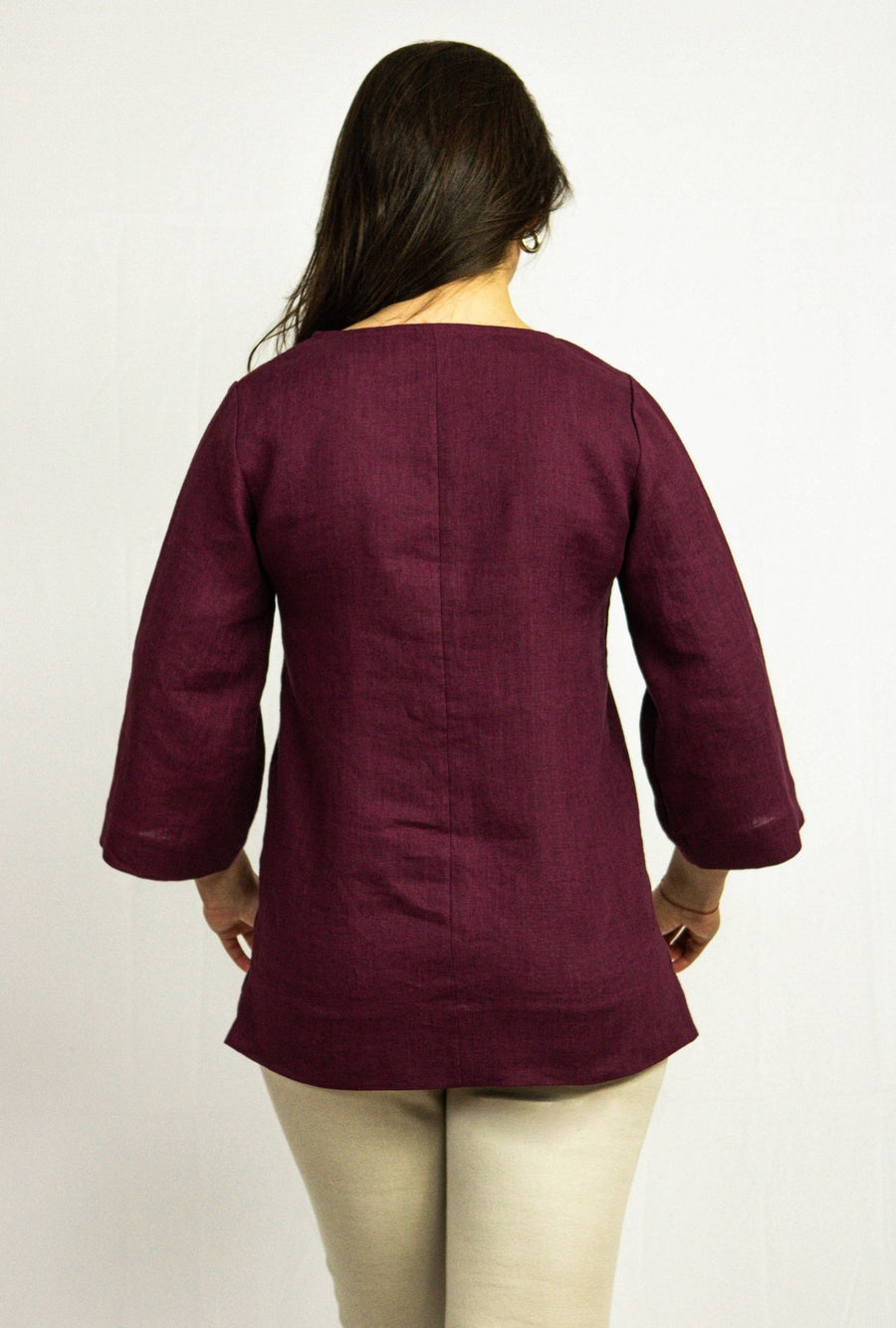 Dark Plum linen oversize top - Linen Couture