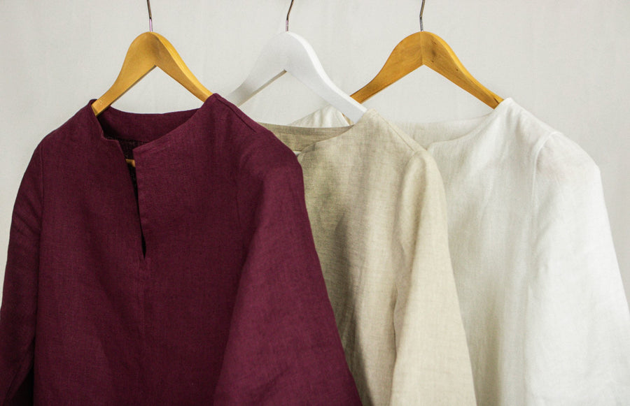 Dark Plum linen oversize top - Linen Couture