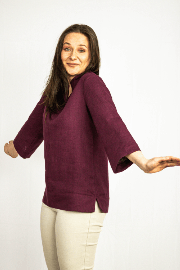 Dark Plum linen oversize top - Linen Couture