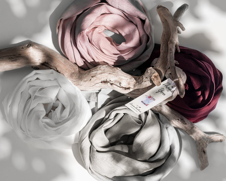 Dark Plum linen scarf - Linen Couture