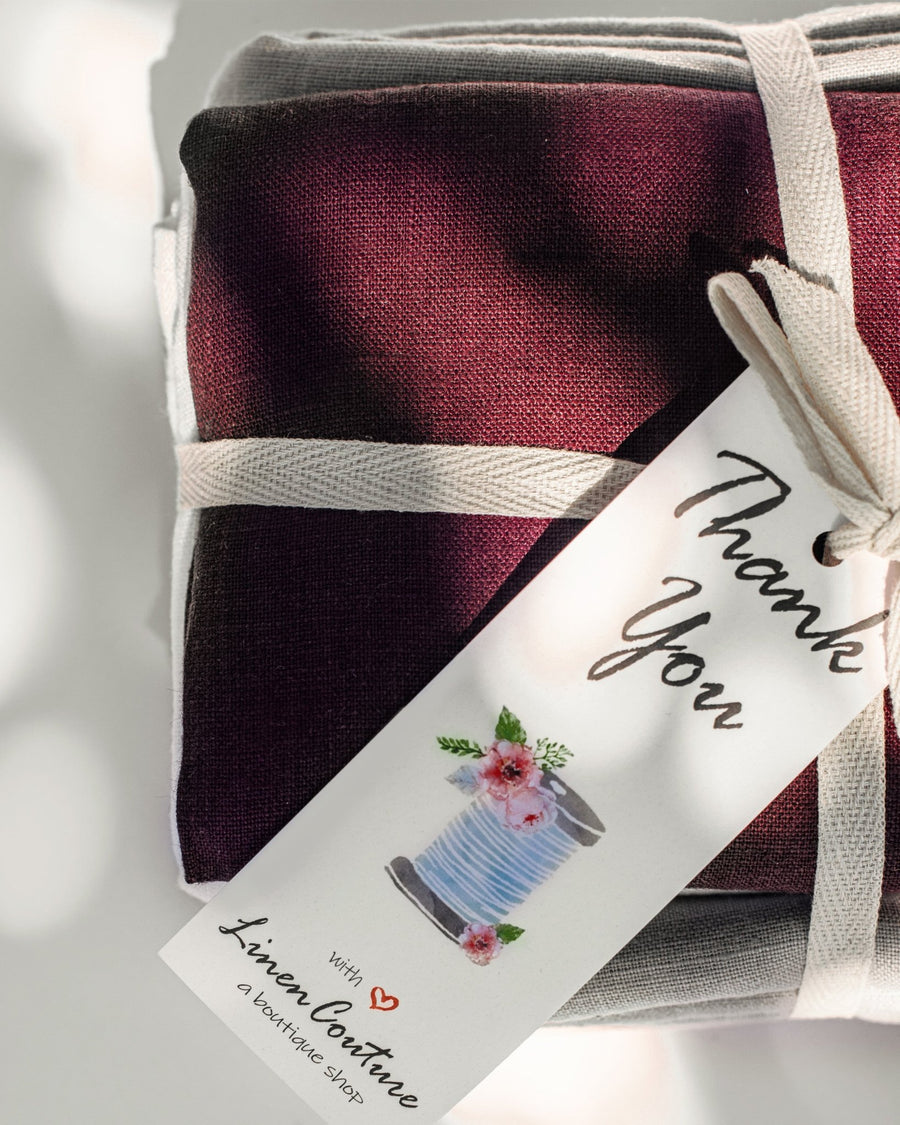Dark Plum linen scarf - Linen Couture