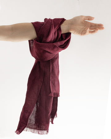 Dark Plum linen scarf - Linen Couture