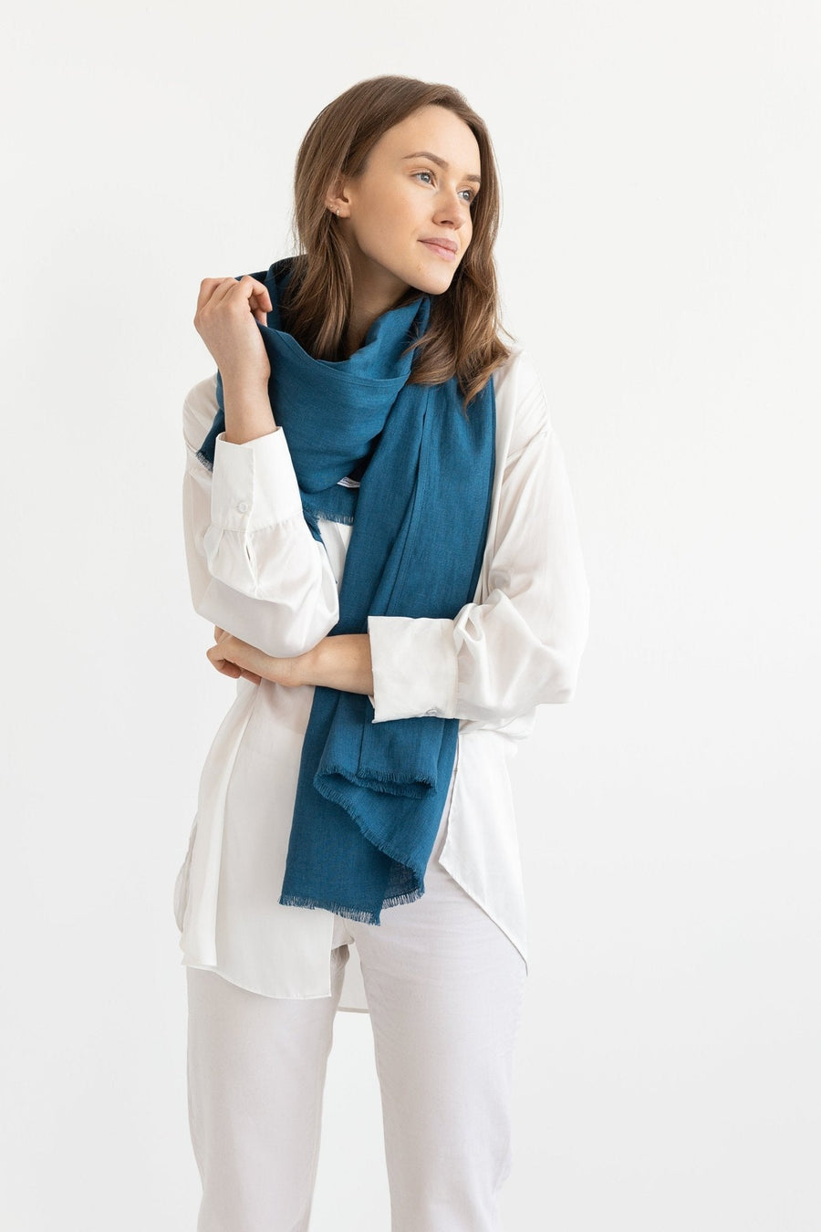 Dark Sea Blue scarf - Linen Couture