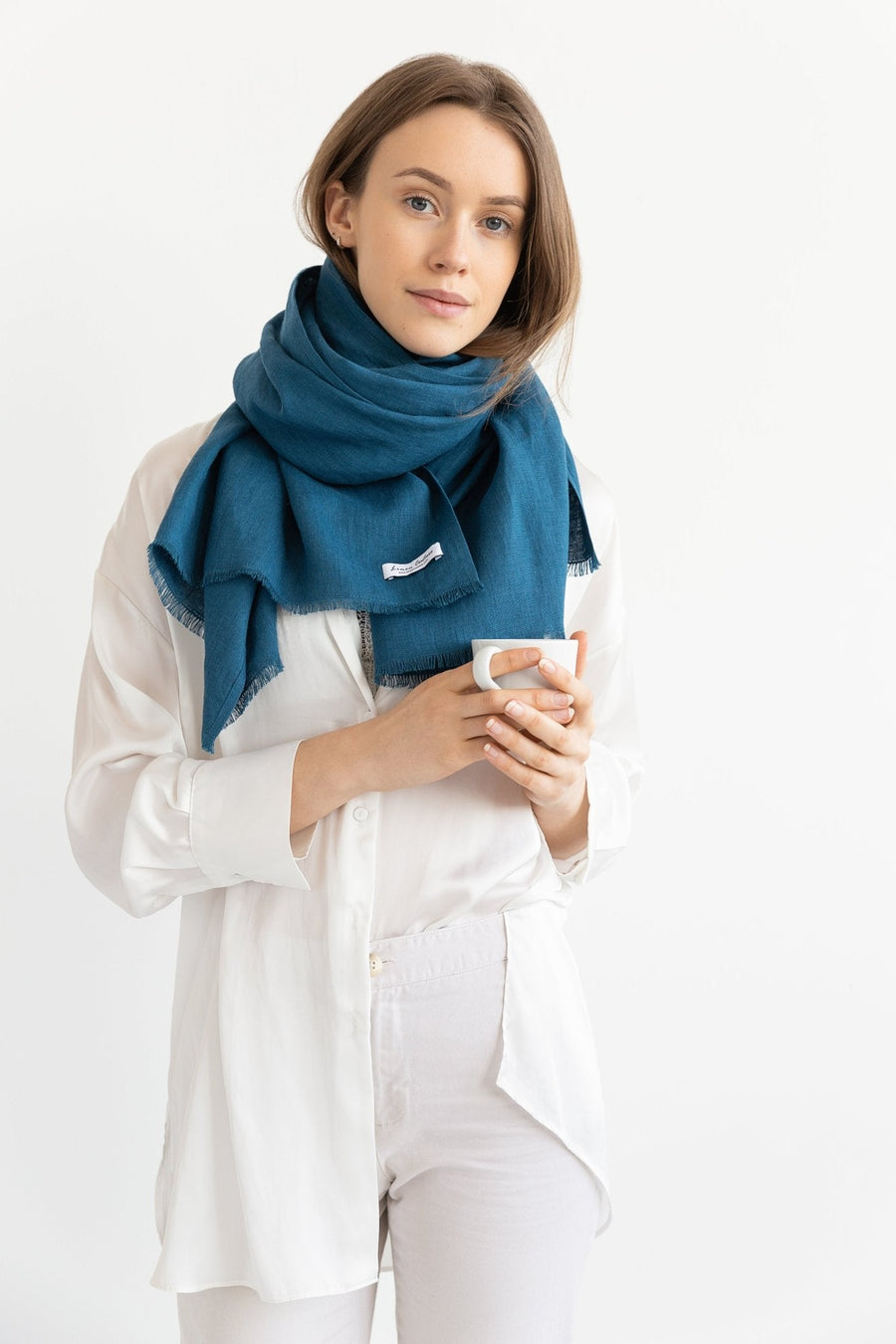 Dark Sea Blue scarf - Linen Couture