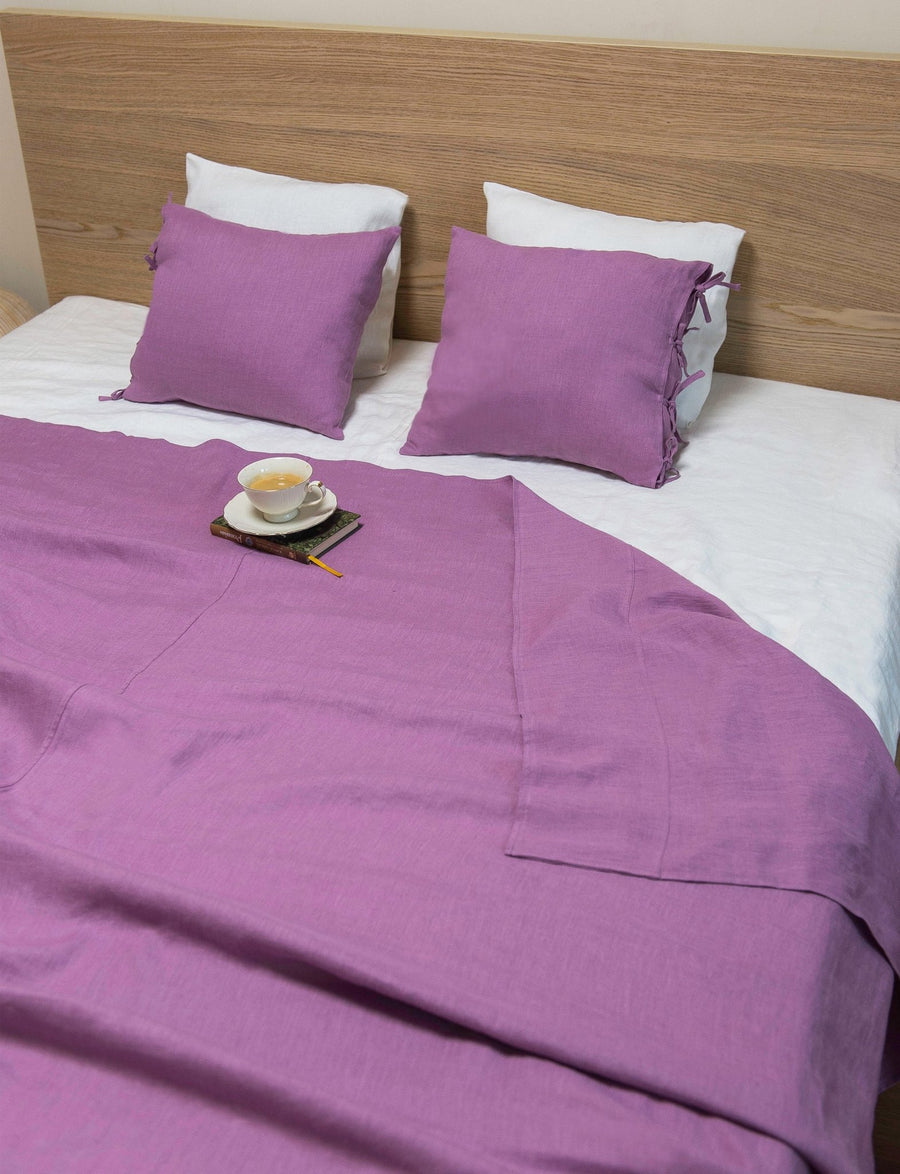 Deep Rose linen bed throw - Linen Couture