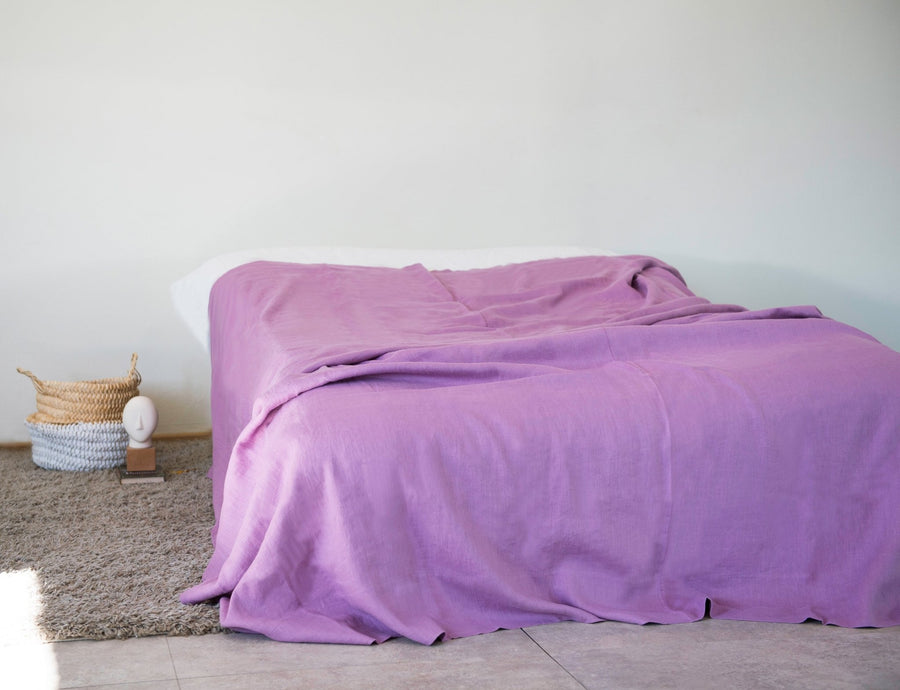Deep Rose linen bed throw - Linen Couture