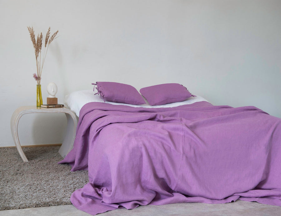 Deep Rose linen bed throw - Linen Couture