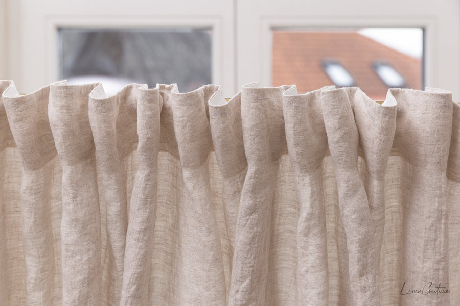 Extra Wide Natural Light Linen Curtain Panel with heading tape - Linen Couture